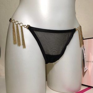 Victorias Secret Bluebella Aurora Tassle Thong Black M NWT